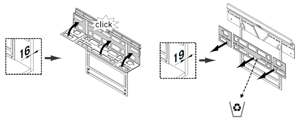 16 oder 19 mm Dicke des Schrankrahmens.