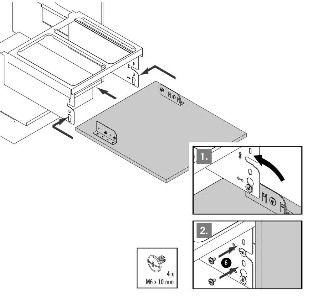 Befestigen und klappen Sie die Schranktür hoch.
