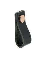 Möbelknopf Loop - Schwarzes Leder / Kupfer - Beslag Design