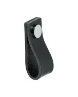 Möbelknopf Loop - Schwarzes Leder / Chrom - Beslag Design