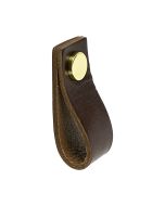 Möbelknopf Loop - Braunem Leder / Messing - Beslag Design