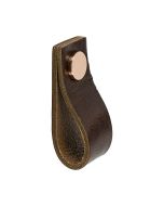 Möbelknopf Loop - Braunem Leder / Kupfer - Beslag Design