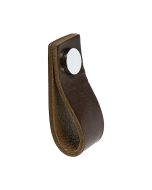 Möbelknopf Loop - Braunem Leder / Chrom - Beslag Design