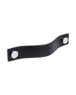 Schrankgriff Loop - Schwarzes Leder / Chrom - Beslag Design