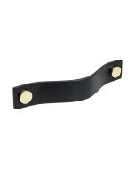 Schrankgriff Loop - Schwarzes Leder / Messing - Beslag Design