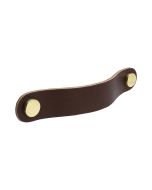 Loop runder Griff - Braunes Leder / Poliertes Messing - Beslag Design