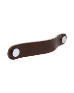 Loop runder Griff - Braunes Leder / Poliertes Chrom - Beslag Design