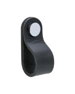 Loop runder Knauf - Schwarzes Leder / Poliertes Chrom - Beslag Design