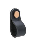 Loop runder Knauf - Schwarzes Leder / Poliertes Kupfer - Beslag Design
